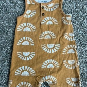 Carter's Tan and White Sun Pattern Romper